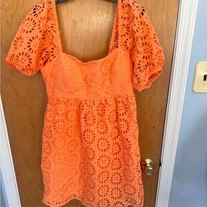 Orange Lilly Pulitzer Eyelet Puff Sleeve Top